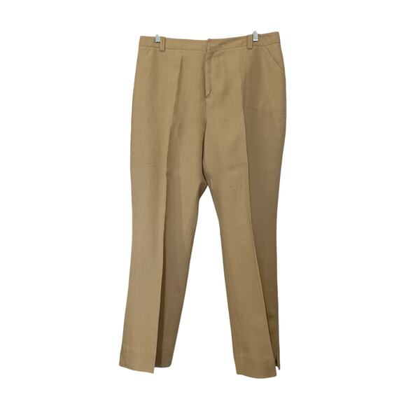 Eddie Bauer 100% Linen Trousers Pants in Khaki Tan Relaxed Blakeley Fit Size 18 - Picture 2 of 9